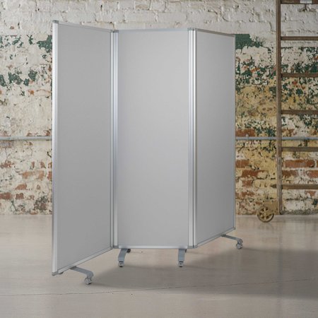 FLASH FURNITURE Mobile Whiteboard/Cloth Partition with Casters BR-PTT001-3-MP-60183-GG